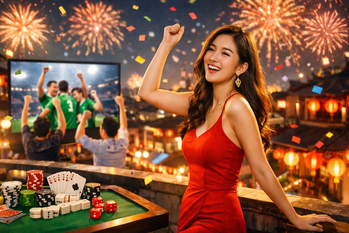Người chơi Hà Nội thưởng thức trò chơi bài dưới ánh đèn lồng truyền thống