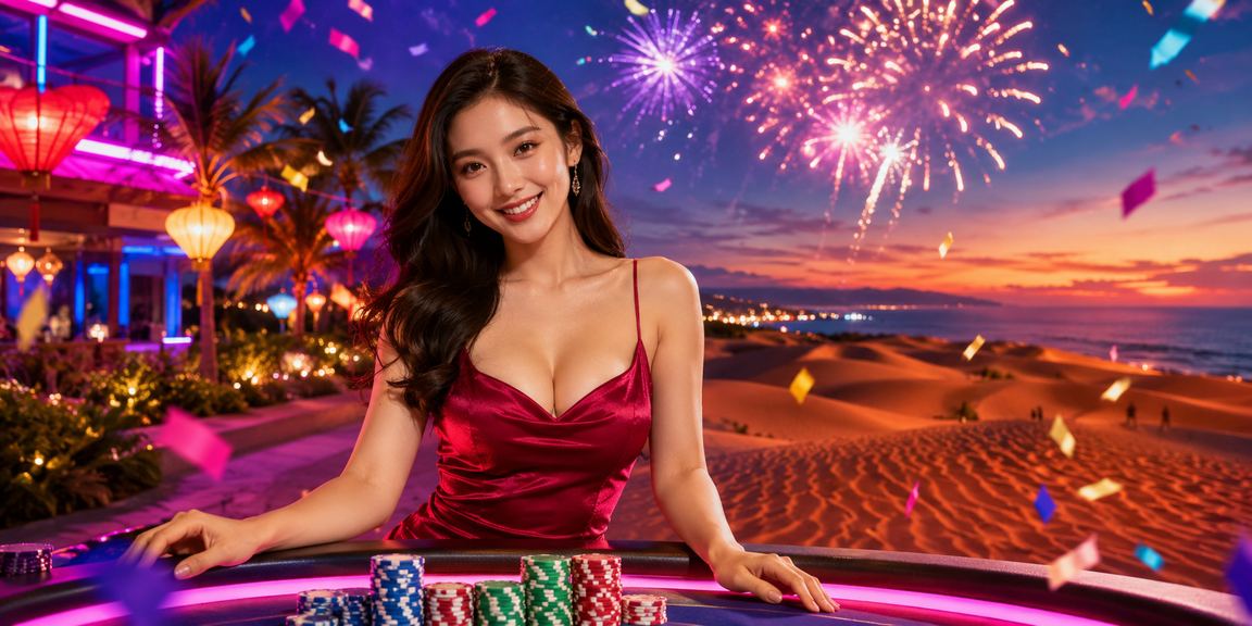 Màn hình đăng ký tài khoản longfu88 với ánh đèn neon rực rỡ tại Mũi Né